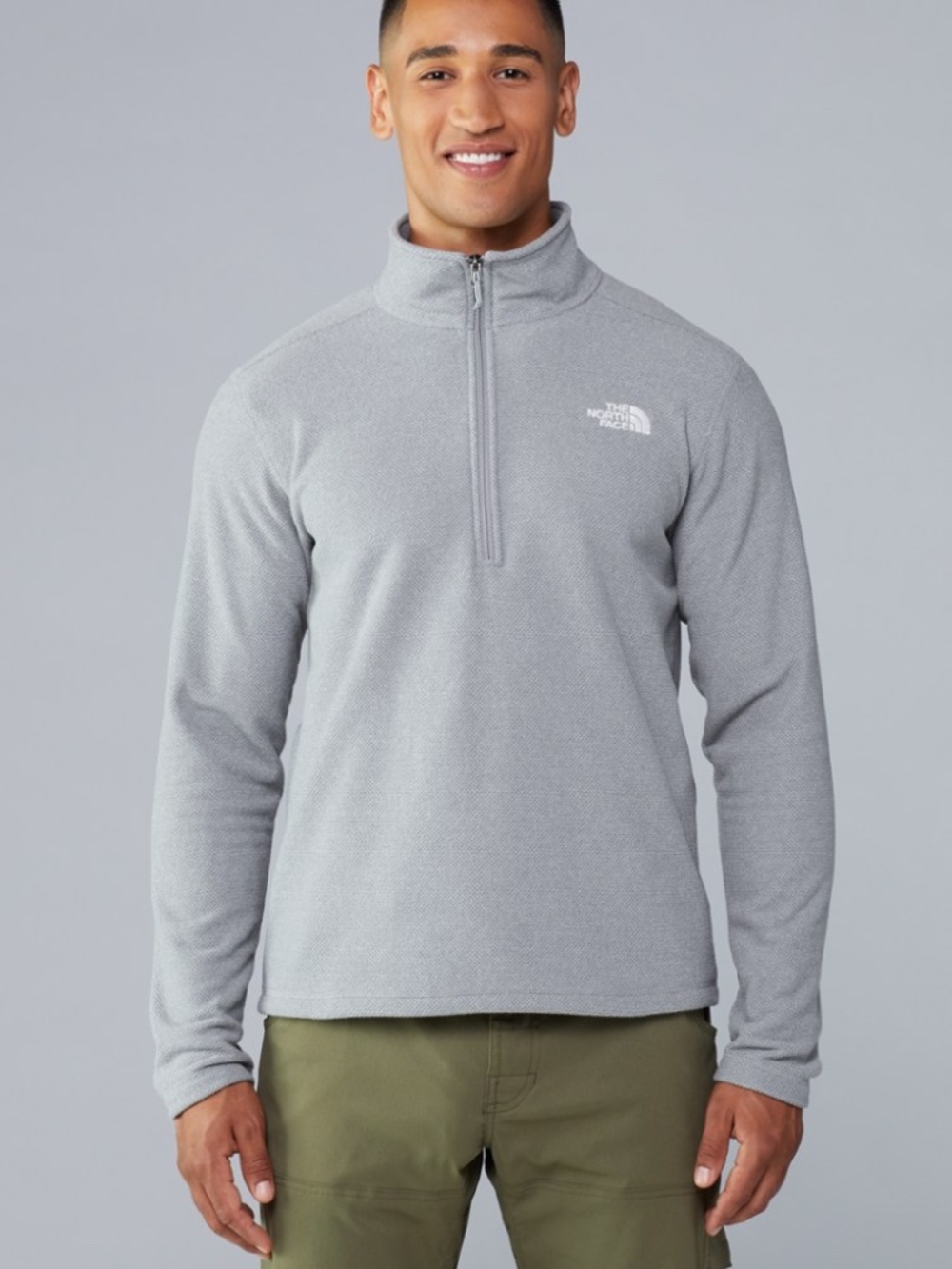 The North Face Texture Cap Rock Quarter-Zip Fleece Fleece Pullover in Mid Gray M